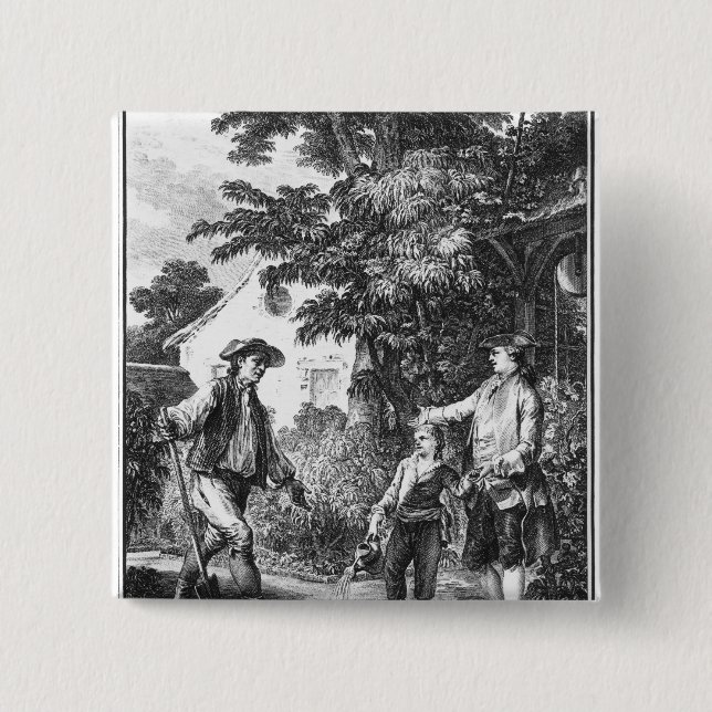 Illustration from 'L'Emile' 15 Cm Square Badge (Front)