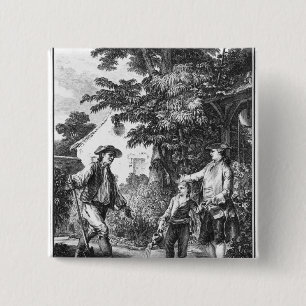 Illustration from 'L'Emile' 15 Cm Square Badge