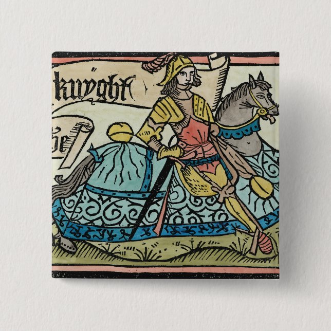 Illustration from 'The Canterbury Tales' 15 Cm Square Badge (Front)
