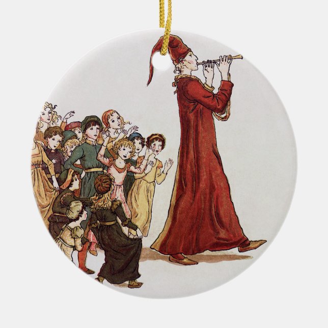 Illustration from The Pied Piper of Hamelin Book Ceramic Ornament (Front)