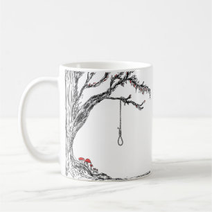 Illustration hangman's noose & mushrooms coffee mug