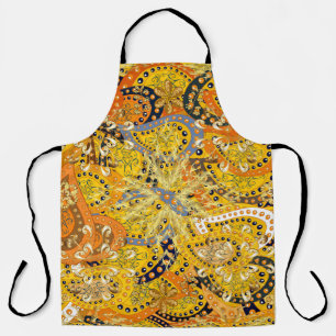 Illustration in yellow, orange and brown colours. apron