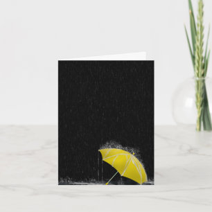 Illustration Lost Yellow Umbrella in Rain Card