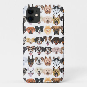Illustration - Many laughing and pretty dogs iPhone 11 Case