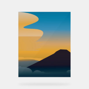 Illustration mountain painting acrylic sign