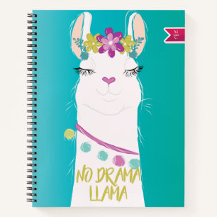 Illustration No Drama Llama Monogram Notebook