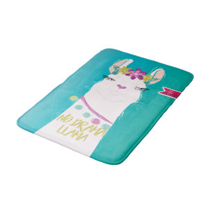 Illustration No Drama Llama with Monogram Bath Mat