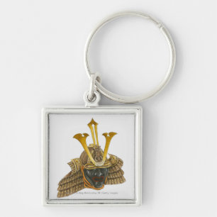 Illustration of 16th century samurai helmet key ring