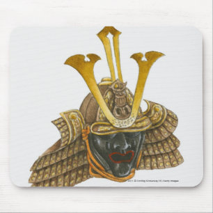 Illustration of 16th century samurai helmet mouse pad