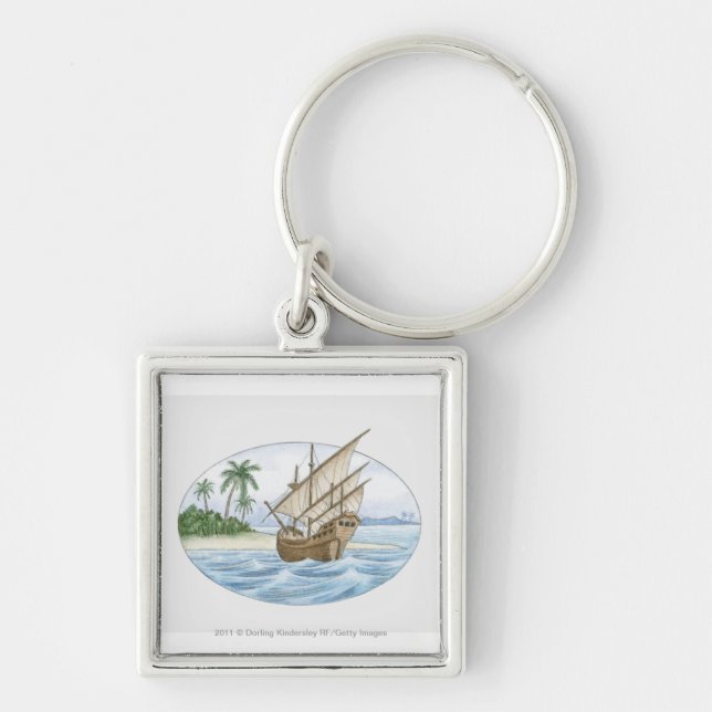 Illustration of 16th Century ship near island Key Ring (Front)