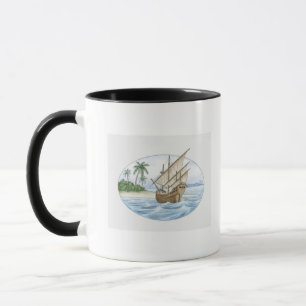 Illustration of 16th Century ship near island Mug