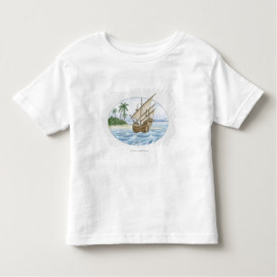 Illustration of 16th Century ship near island Toddler T-Shirt