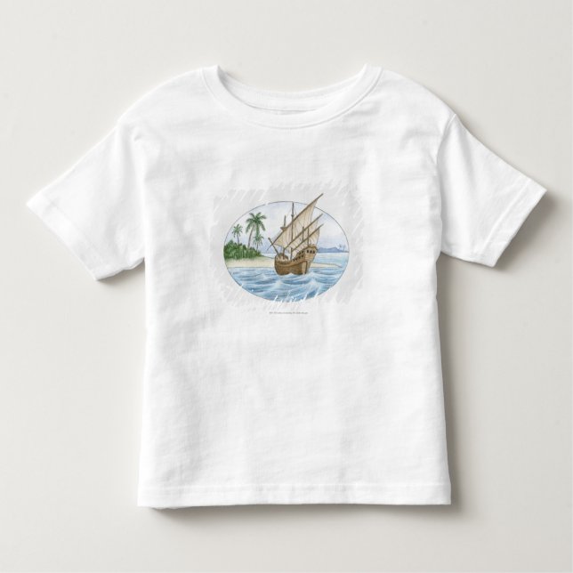 Illustration of 16th Century ship near island Toddler T-Shirt (Front)