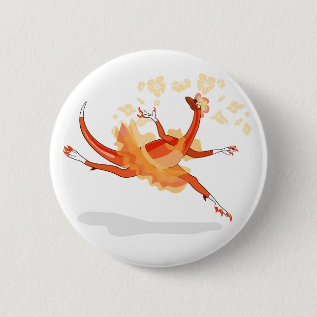 Illustration Of A Ballerina Dancing Raptor. 2 6 Cm Round Badge (Front)