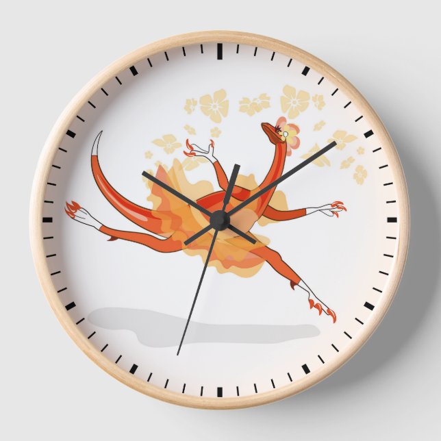 Illustration Of A Ballerina Dancing Raptor. 2 Clock (Front)