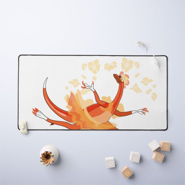 Illustration Of A Ballerina Dancing Raptor. 2 Desk Mat (Kids Table)