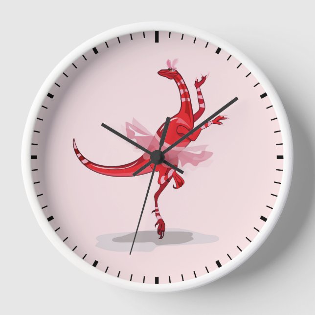 Illustration Of A Ballerina Dancing Raptor. Clock (Front)