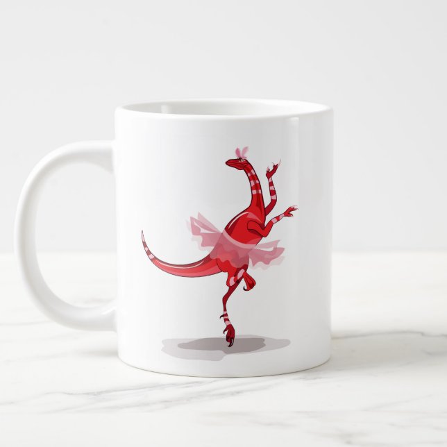 Illustration Of A Ballerina Dancing Raptor. Large Coffee Mug (Left)