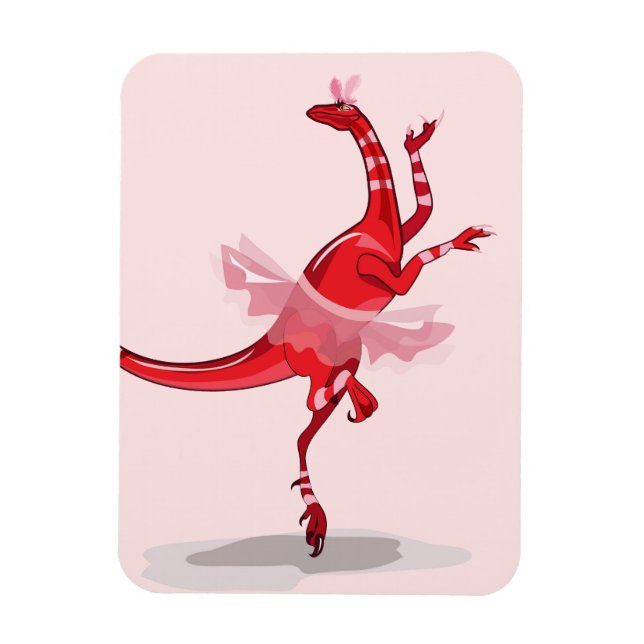 Illustration Of A Ballerina Dancing Raptor. Magnet (Vertical)