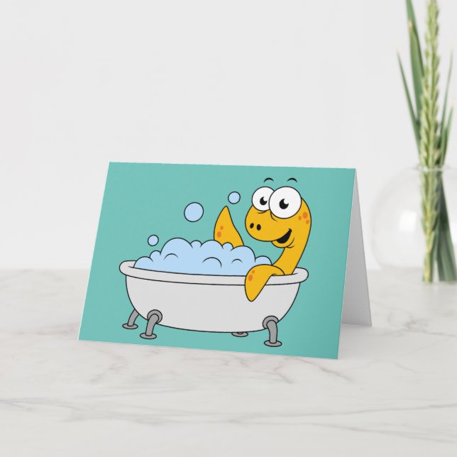 Illustration Of A Bathing Loch Ness Monster. Card (Front)