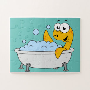 Illustration Of A Bathing Loch Ness Monster. Jigsaw Puzzle