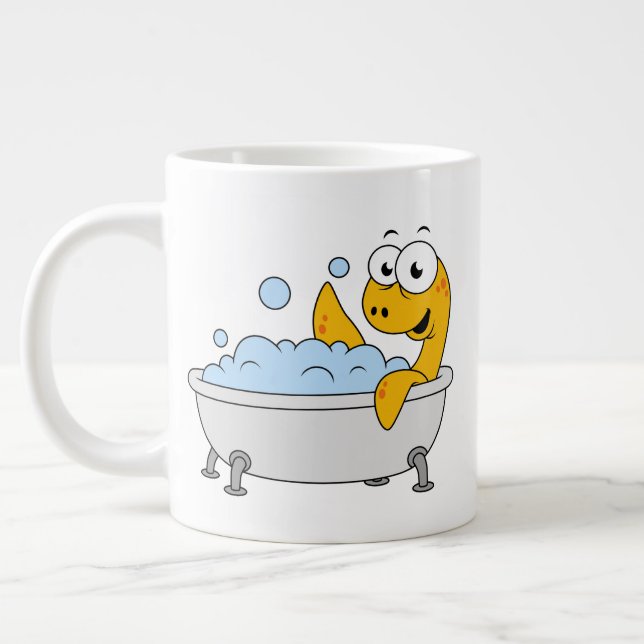 Illustration Of A Bathing Loch Ness Monster. Large Coffee Mug (Left)