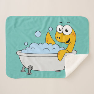 Illustration Of A Bathing Loch Ness Monster. Sherpa Blanket