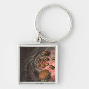 Illustration of a blood vessel with burgers key ring