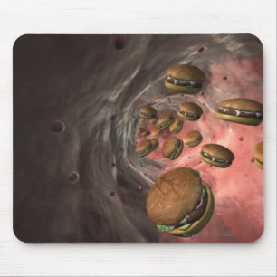 Illustration of a blood vessel with burgers mouse pad