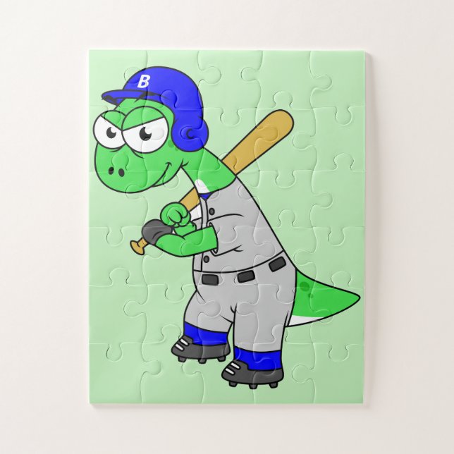 Illustration Of A Brontosaurus Baseball Player. Jigsaw Puzzle (Vertical)