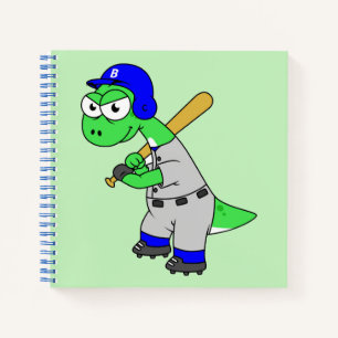 Illustration Of A Brontosaurus Baseball Player. Notebook