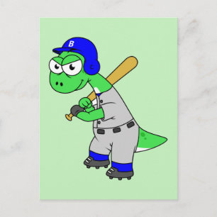 Illustration Of A Brontosaurus Baseball Player. Postcard
