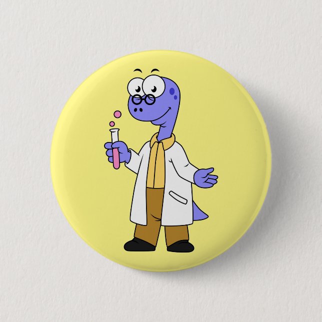 Illustration Of A Brontosaurus Chemist. 6 Cm Round Badge (Front)
