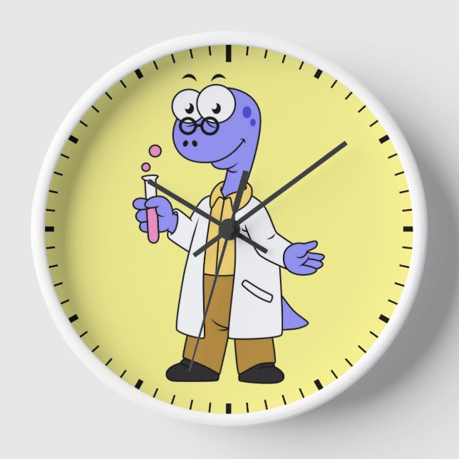 Illustration Of A Brontosaurus Chemist. Clock (Front)