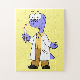 Illustration Of A Brontosaurus Chemist. Jigsaw Puzzle