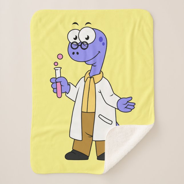 Illustration Of A Brontosaurus Chemist. Sherpa Blanket (Front)