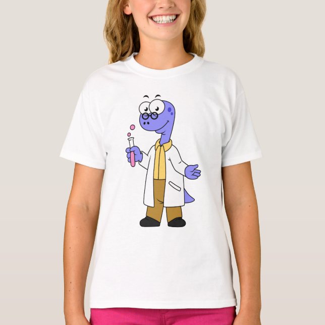 Illustration Of A Brontosaurus Chemist. T-Shirt (Front)