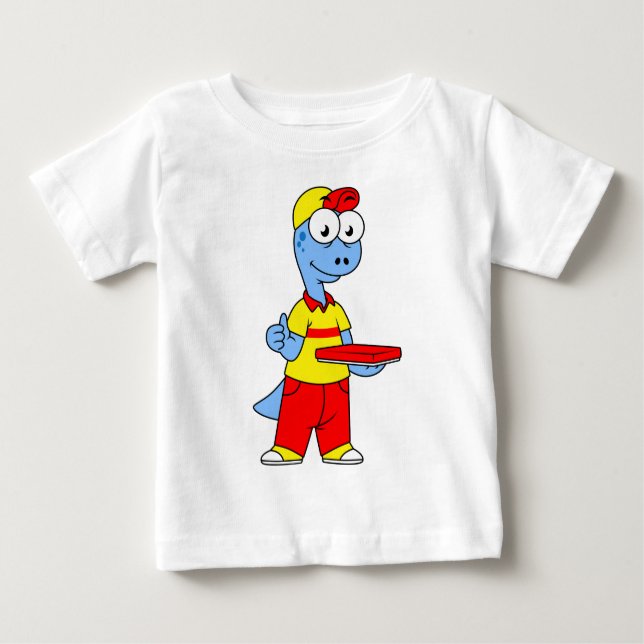 Illustration Of A Brontosaurus Delivery Person. Baby T-Shirt (Front)
