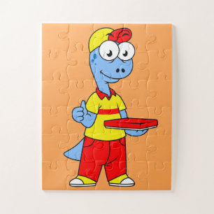 Illustration Of A Brontosaurus Delivery Person. Jigsaw Puzzle