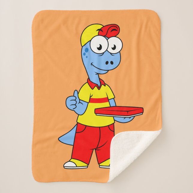 Illustration Of A Brontosaurus Delivery Person. Sherpa Blanket (Front)