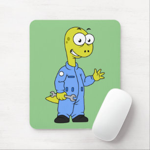 Illustration Of A Brontosaurus Mechanic. Mouse Pad