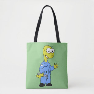 Illustration Of A Brontosaurus Mechanic. Tote Bag