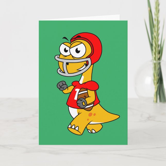 Illustration Of A Brontosaurus Playing Football. Card (Front)