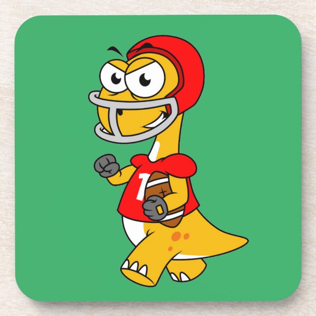 Illustration Of A Brontosaurus Playing Football. Coaster (Front)