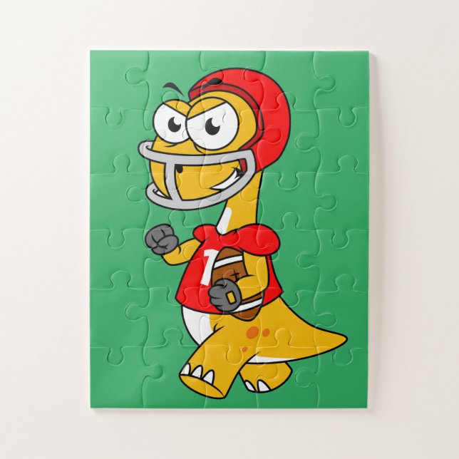 Illustration Of A Brontosaurus Playing Football. Jigsaw Puzzle (Vertical)