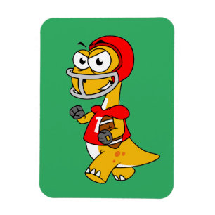 Illustration Of A Brontosaurus Playing Football. Magnet