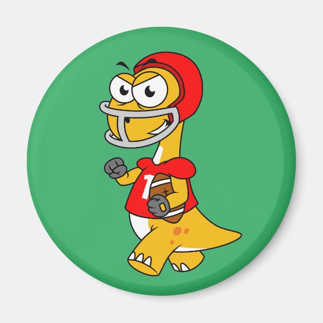 Illustration Of A Brontosaurus Playing Football. Magnet (Front)