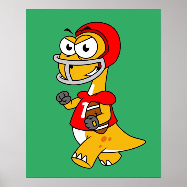 Illustration Of A Brontosaurus Playing Football. Poster (Front)