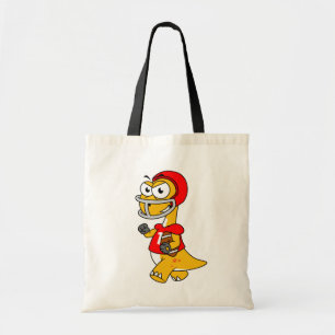 Illustration Of A Brontosaurus Playing Football. Tote Bag
