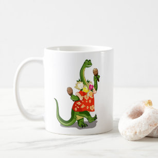 Illustration Of A Brontosaurus Playing Maracas. Coffee Mug